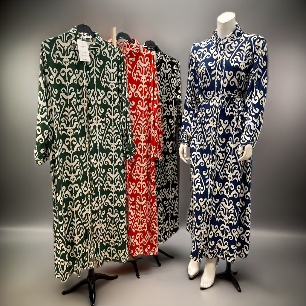 Damen Kleid mit weißen Muster