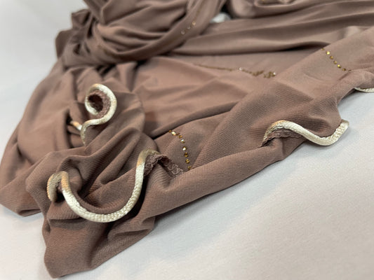Permium Jersey Hijab mit Stras in braun