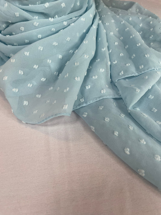 Bestickten Chiffon Hijab in Hellblau