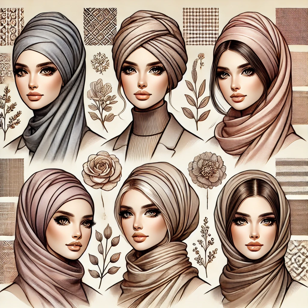 Hijab in verschiedenen Stoffen und stylen