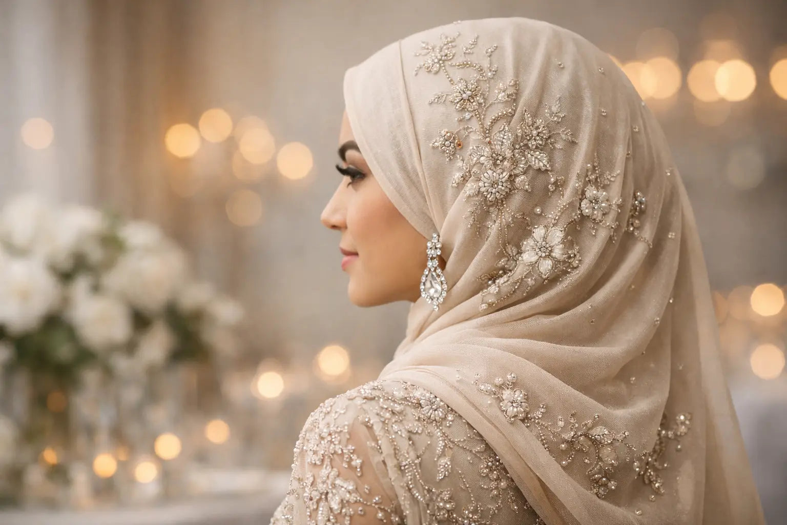 Bestickter Hijab festlich richtig stylen