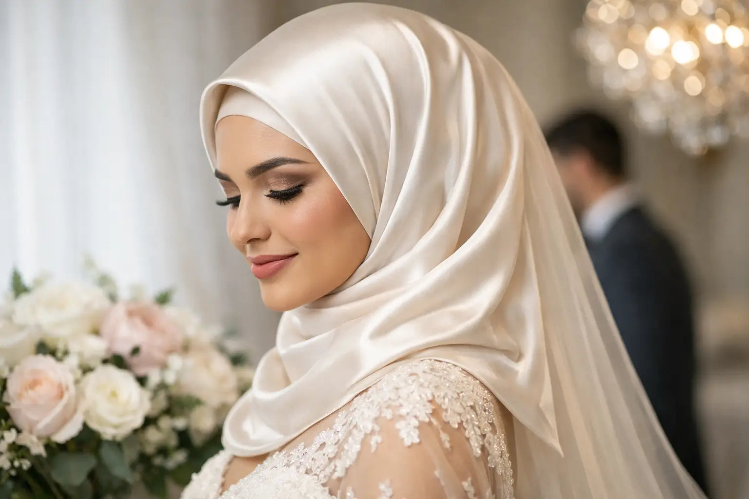 Satin Hijab für Hochzeit richtig wählen