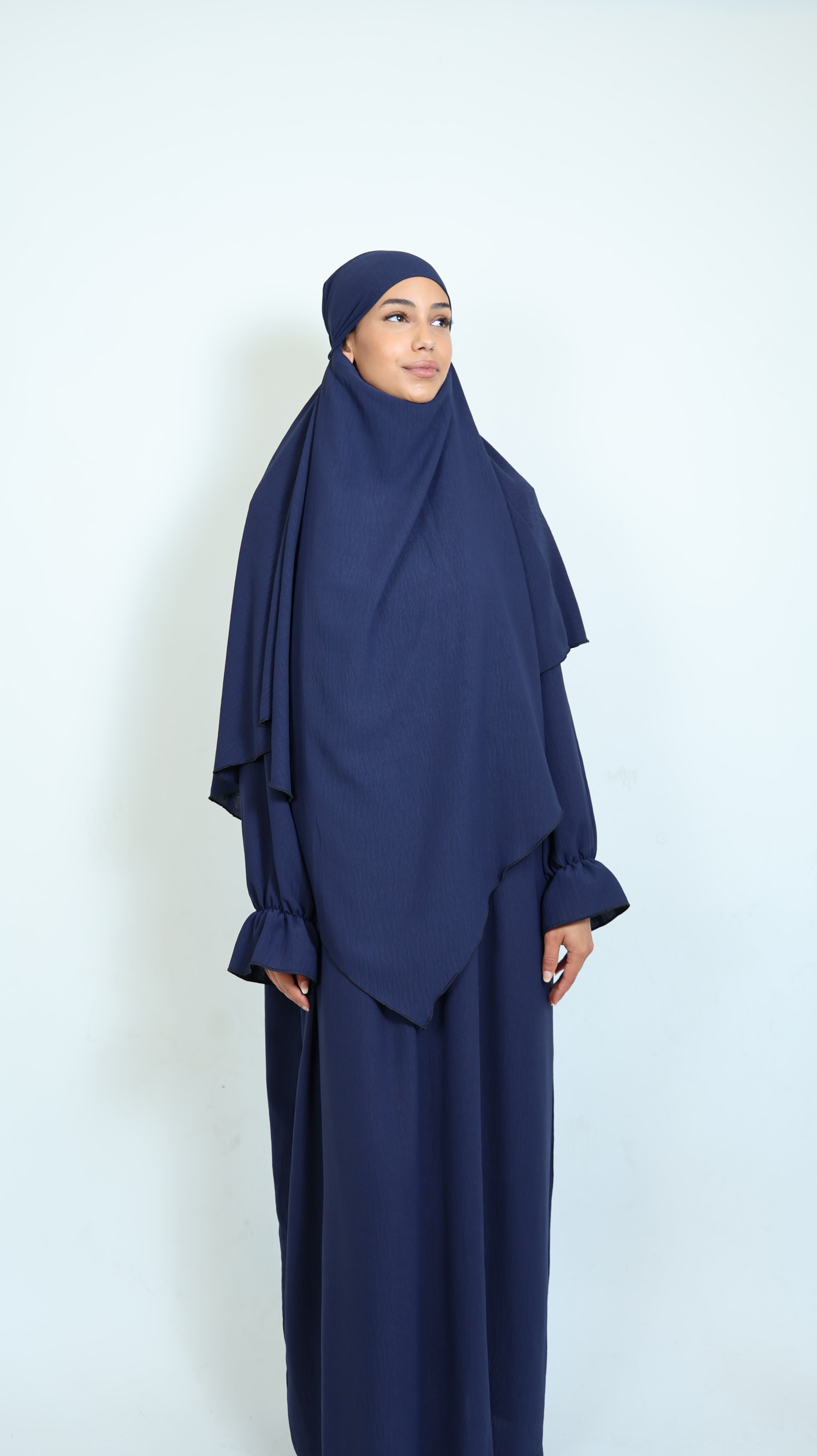 Khimar Dunkelblau für Damen mit elegantem fließendem Schnitt und hochwertigem Stoff