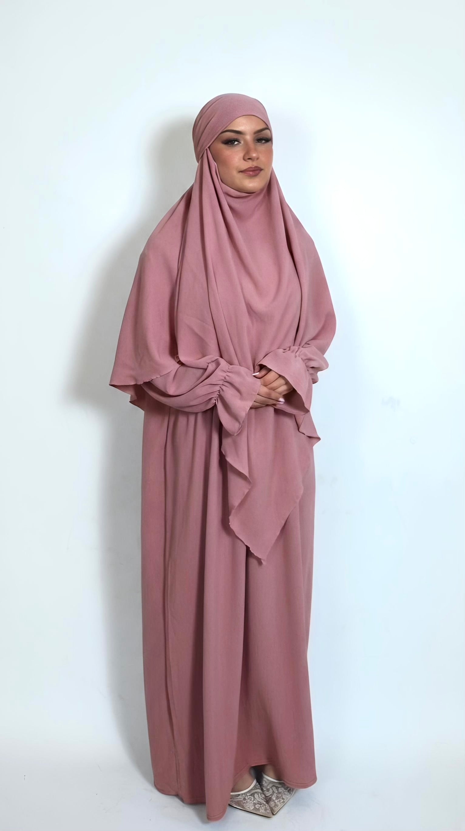 Khimar Rosa frontal, islamisches Kopftuch Damen