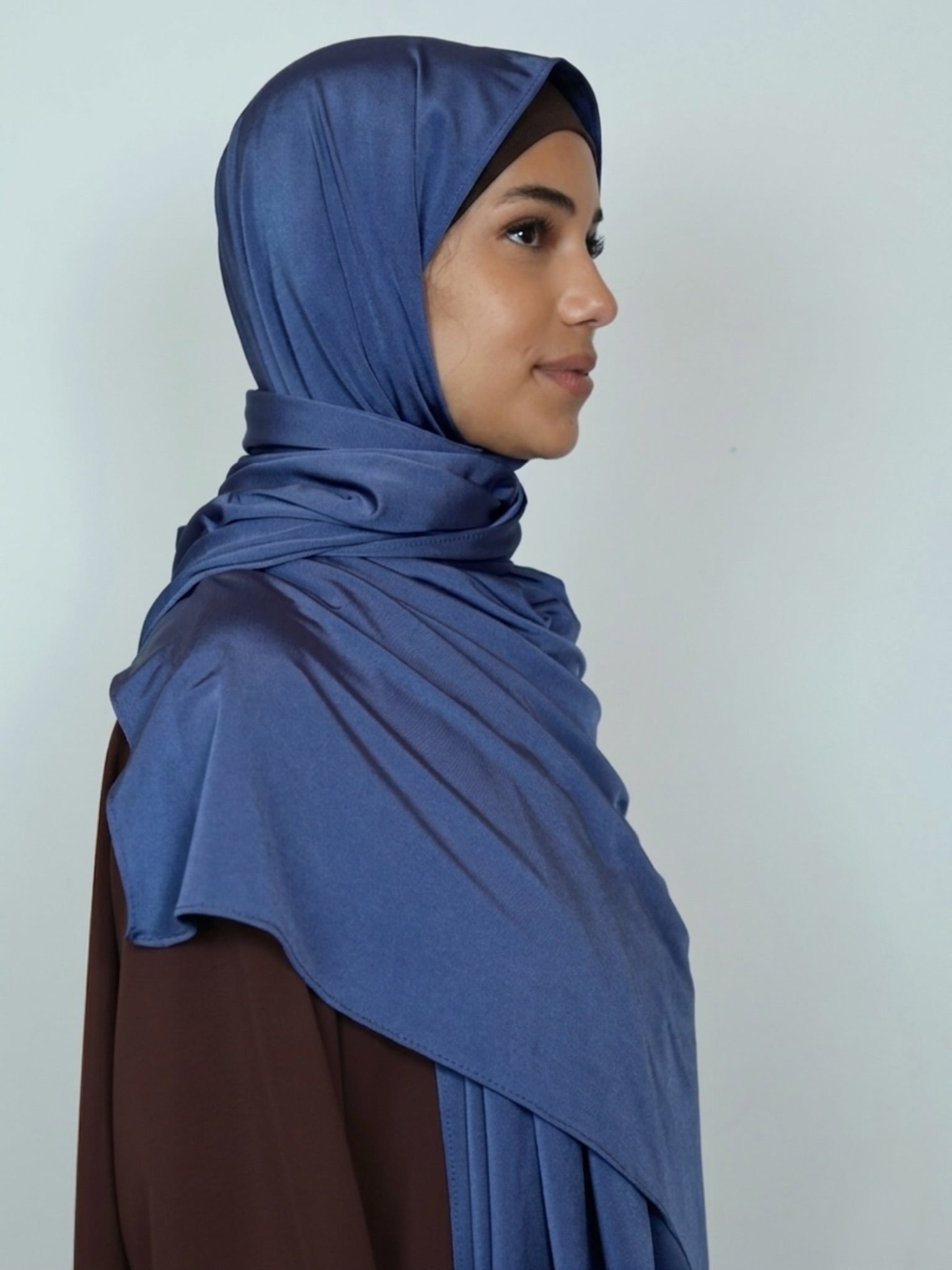Jersey Satin Hijab Blau