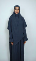 Blaugrauer Khimar für Damen mit fließender Passform und harmonischer Ausstrahlung