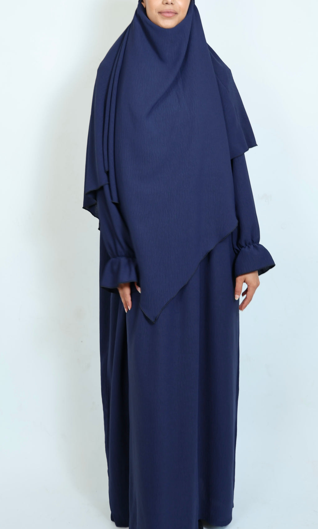 Khimar Dunkelblau für Damen mit elegantem fließendem Schnitt und hochwertigem Stoff