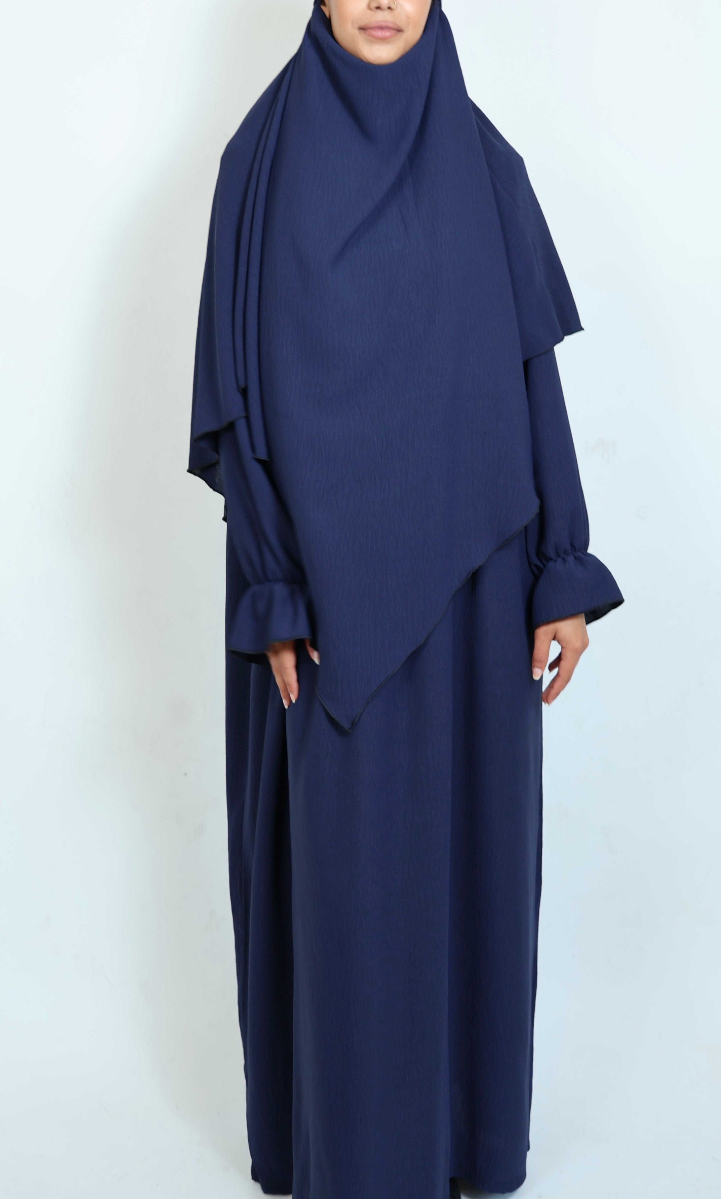 Khimar Dunkelblau für Damen mit elegantem fließendem Schnitt und hochwertigem Stoff