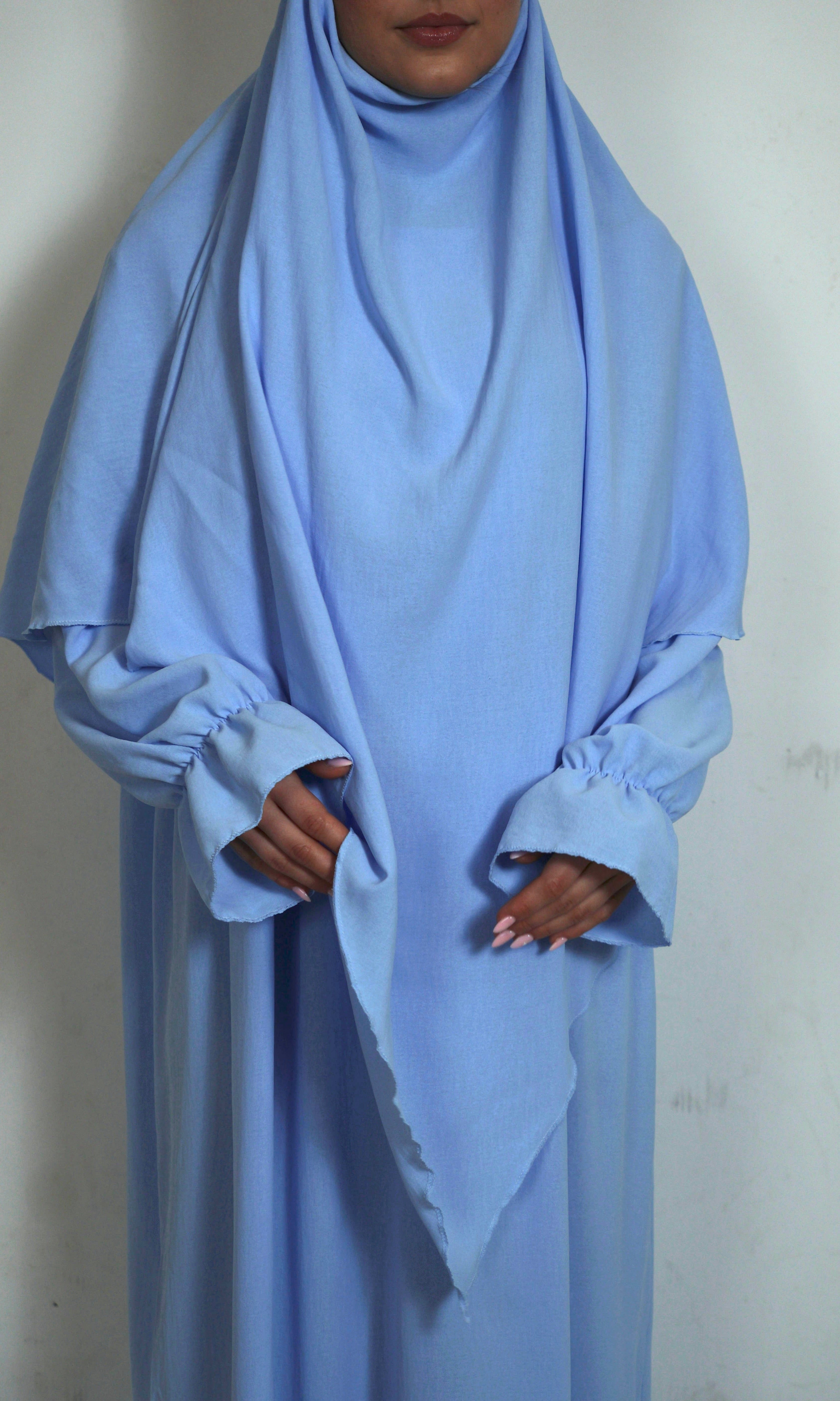 Khimar Hellblau, Stoffdetail Nahaufnahme