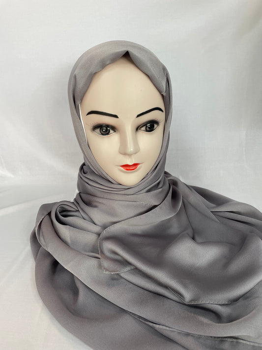 Satin Hijab grau