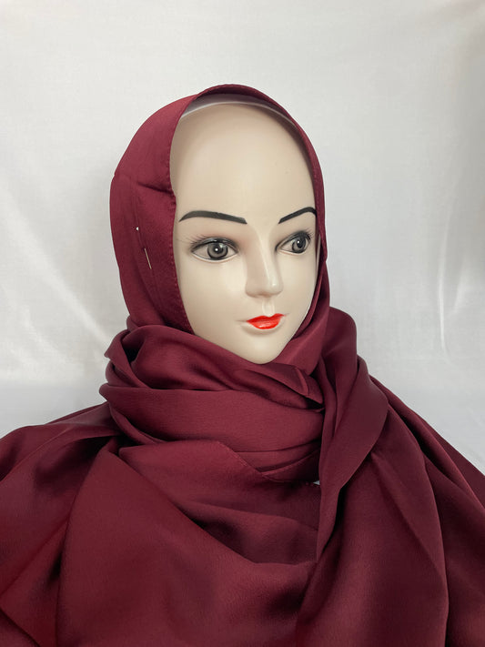 Satin Hijab dunkelrot