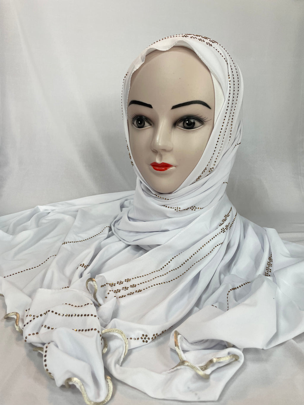 Permium Jersey Hijab mit stras in weiß