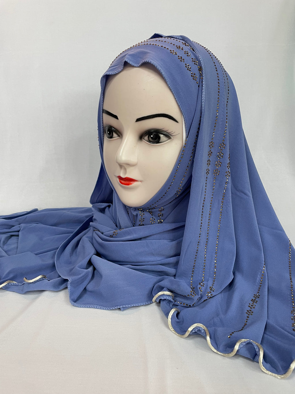 Permium Jersey Hijab mit Stras in blau