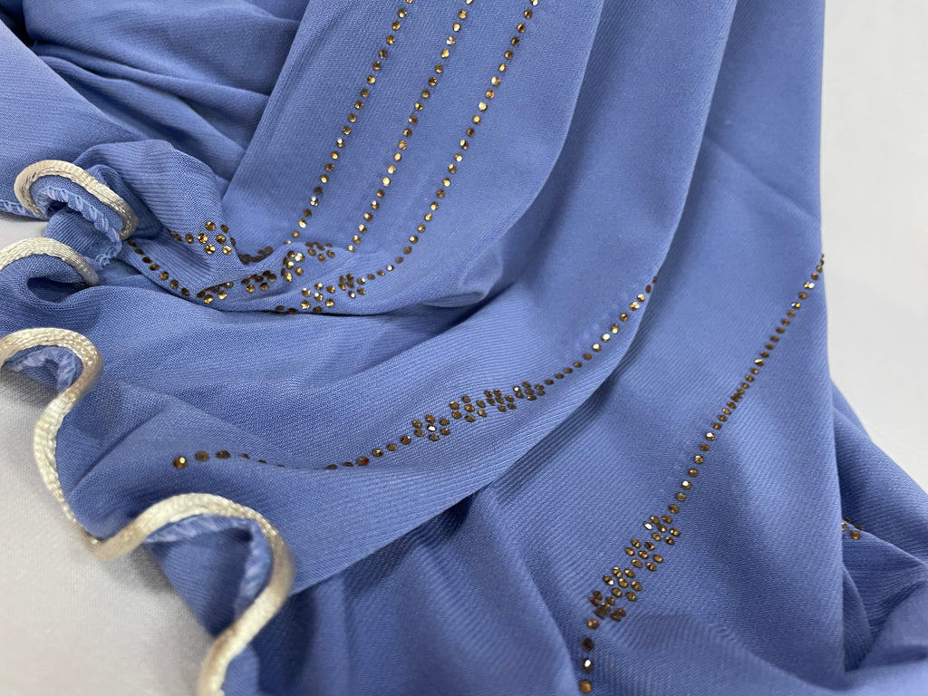 Permium Jersey Hijab mit Stras in blau