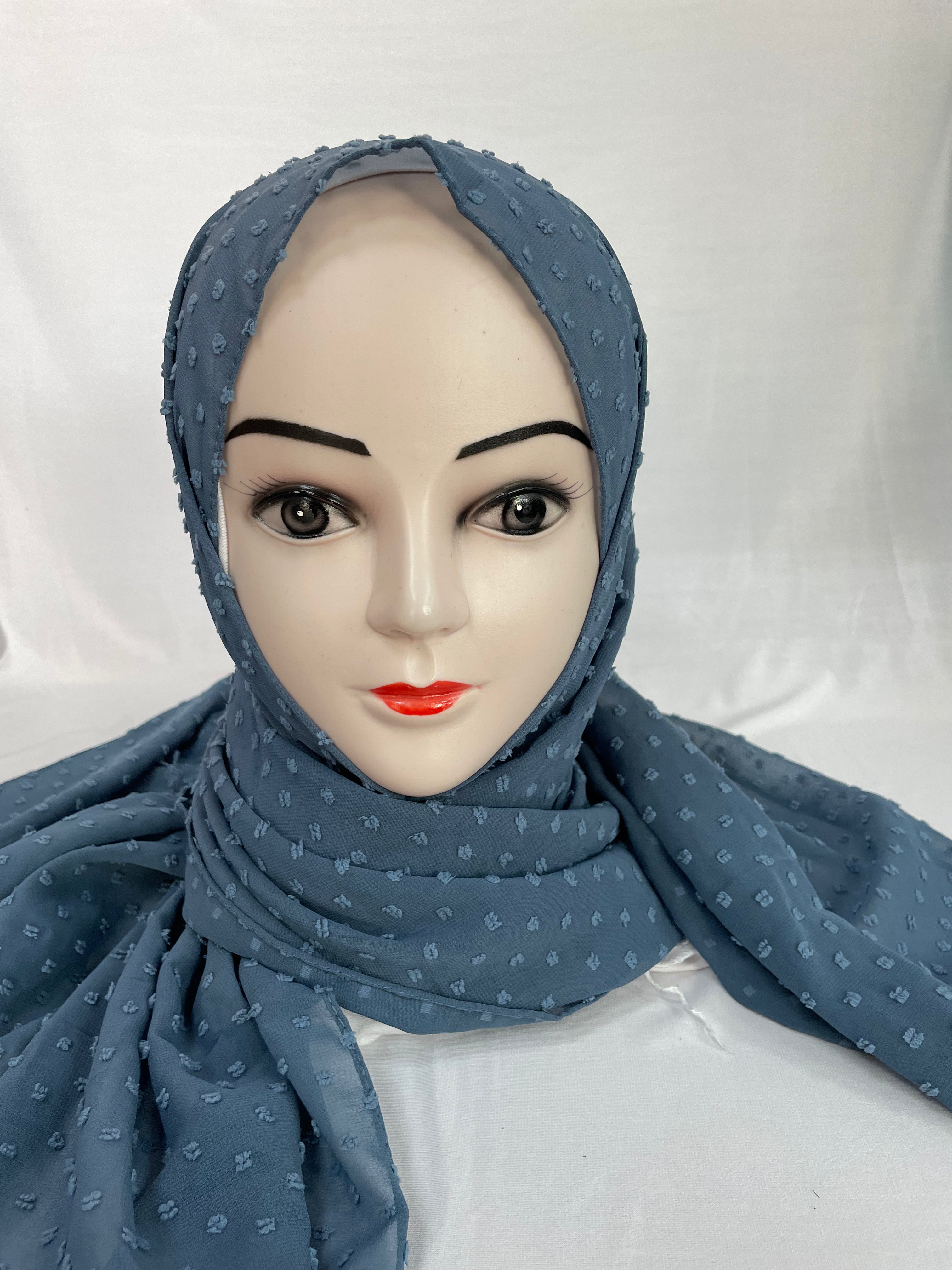 Bestickten Chiffon Hijab in Blau