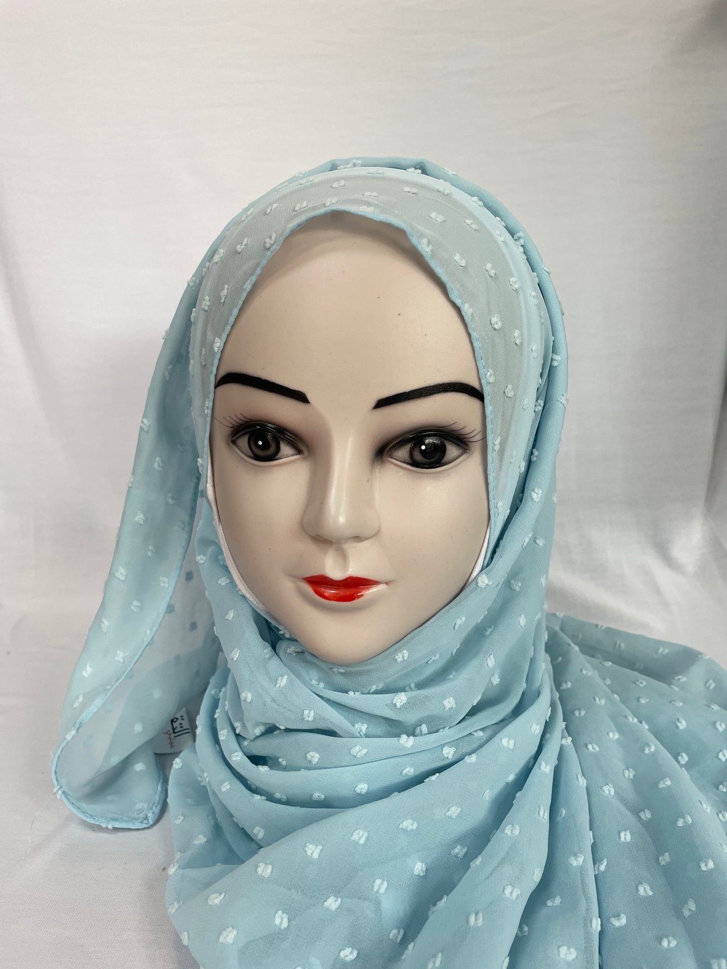 Bestickten Chiffon Hijab in Hellblau