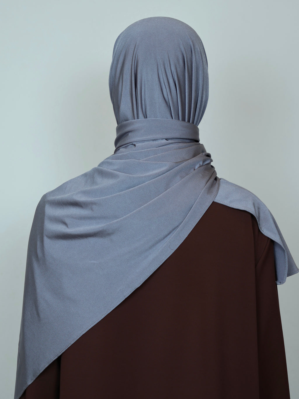 Jersey Satin Hijab Grau Rückansicht