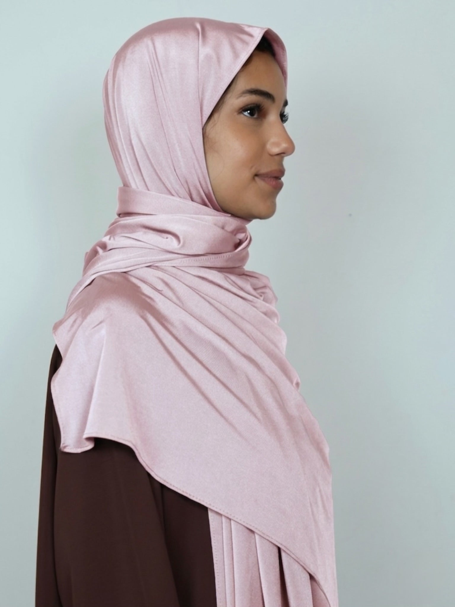 Jersey Satin Hijab Rosa Seitenansicht