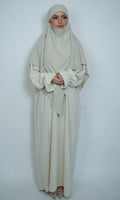 Khimar Beige für Damen in Vorderansicht mit elegantem fließendem Schnitt