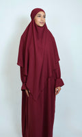 Khimar Dunkelrot Bordeaux, Frontansicht Damen